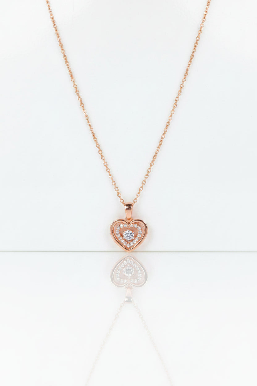 Rose gold double heart pendant
