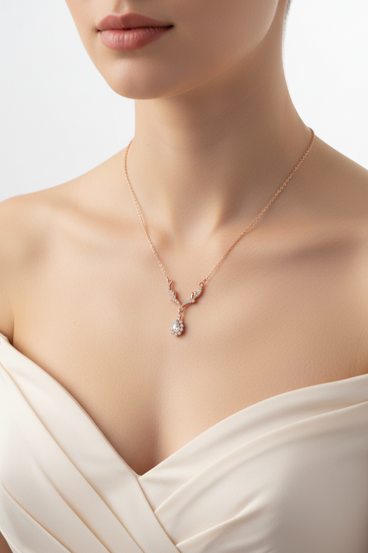 Rose Gold Leaf Drop Pendant