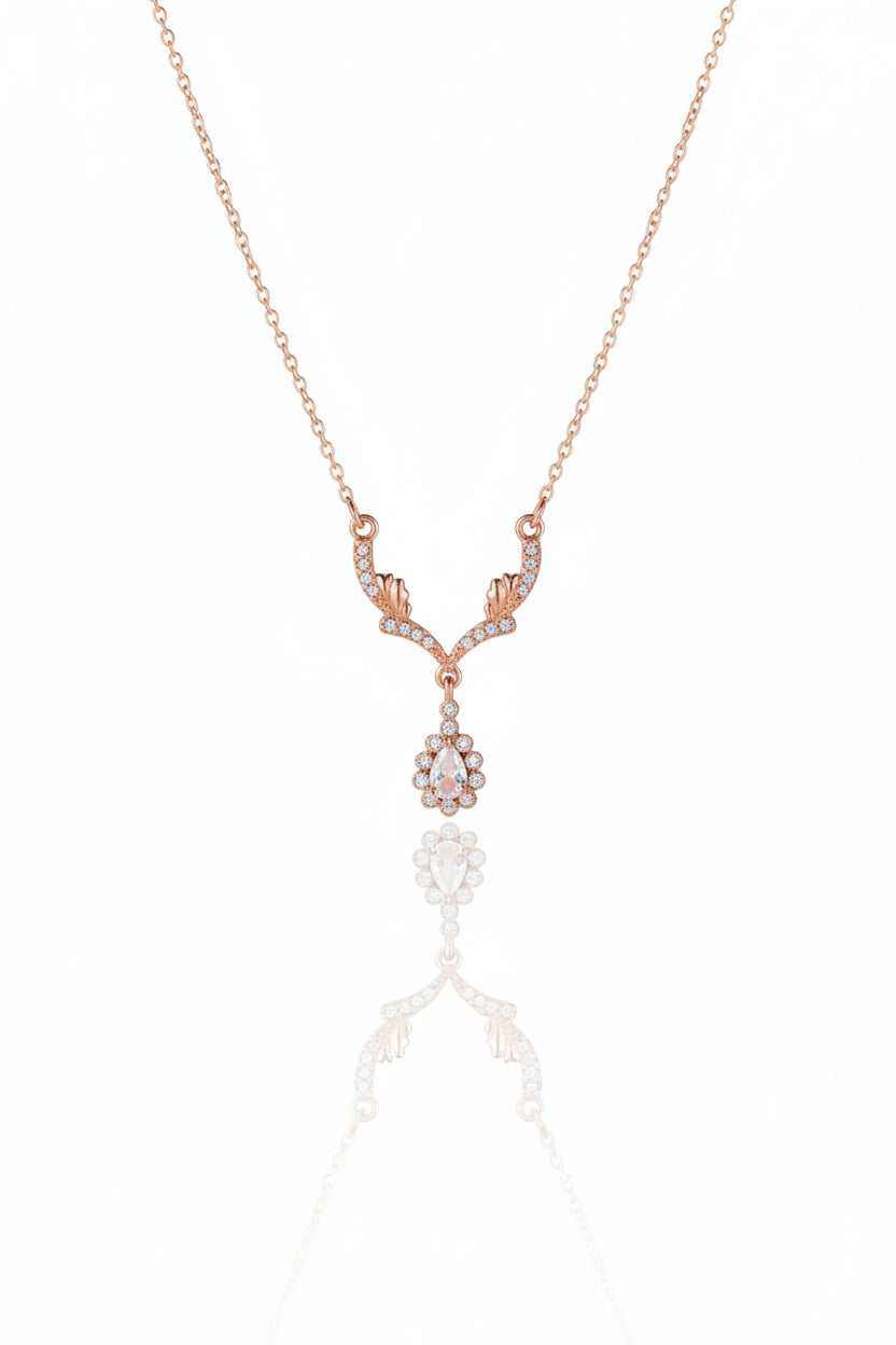 Rose Gold Leaf Drop Pendant