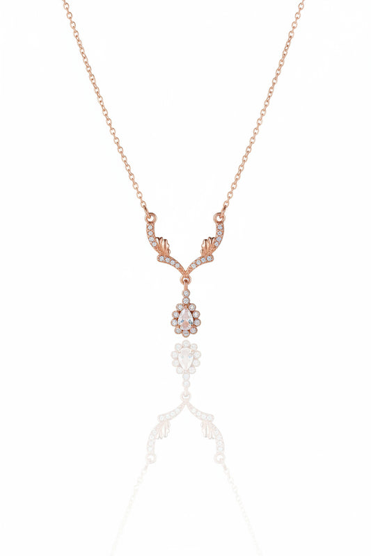 Rose Gold Leaf Drop Pendant