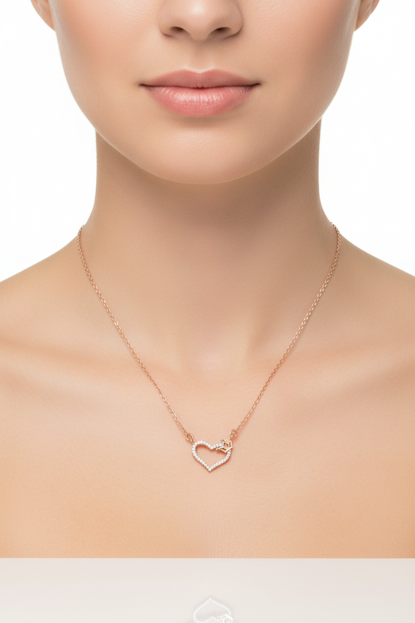 Rose Gold Heart Arrow Crystal Pendant