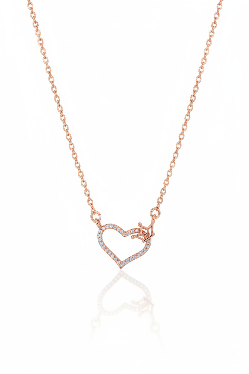 Rose Gold Heart Arrow Crystal Pendant