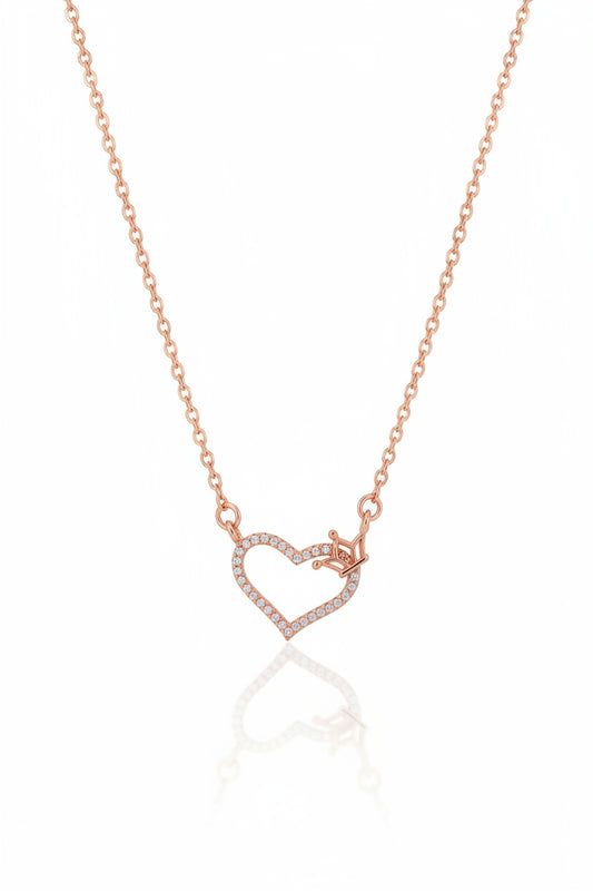 Rose Gold Heart Arrow Crystal Pendant