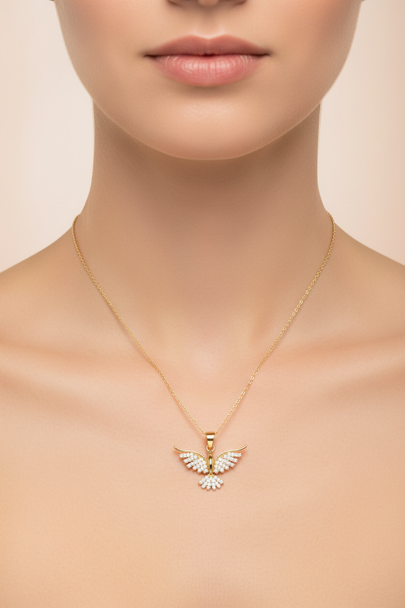 Golden Butterfly Crystal Pendant