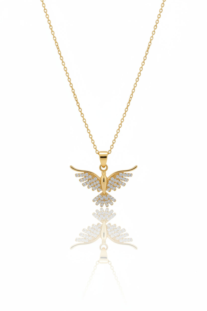 Golden Butterfly Crystal Pendant