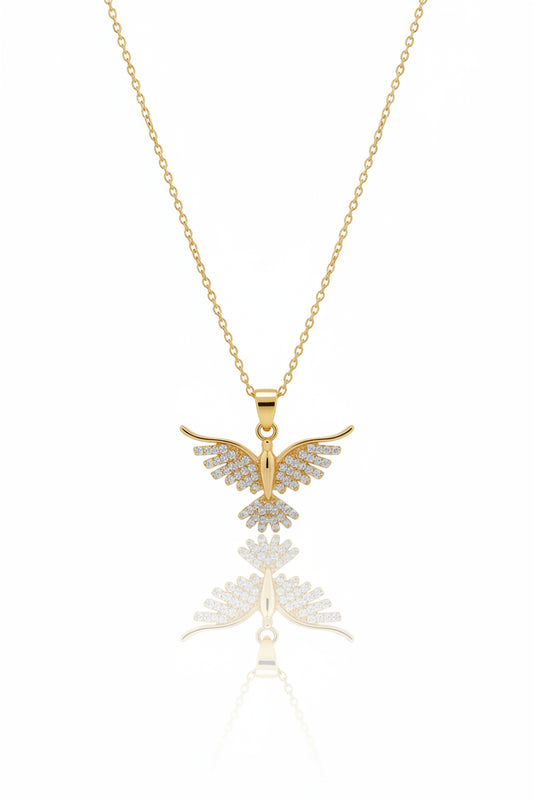Golden Butterfly Crystal Pendant