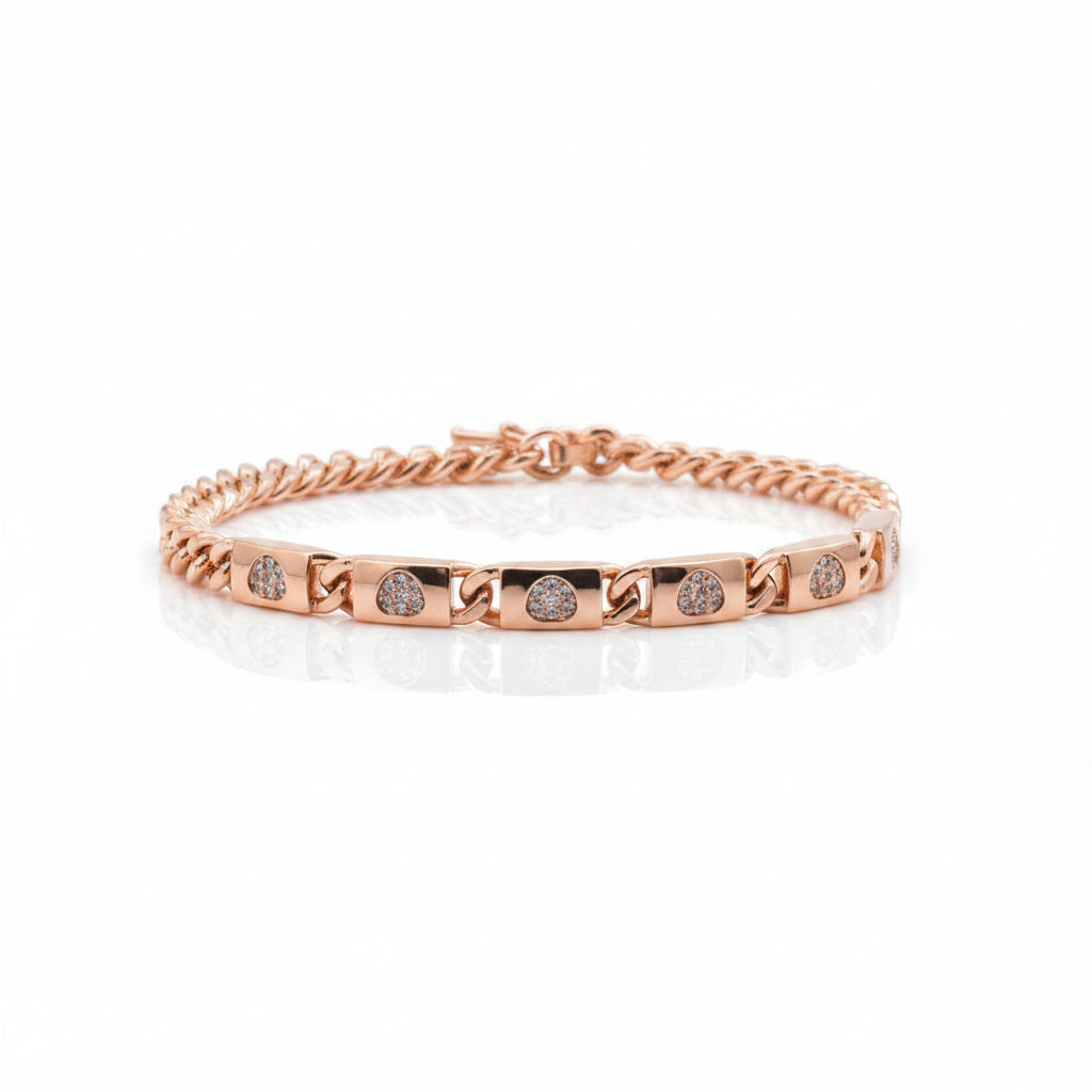 Bezel set crystal gold chain bracelet