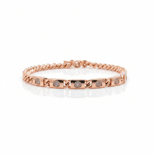 Bezel set crystal gold chain bracelet