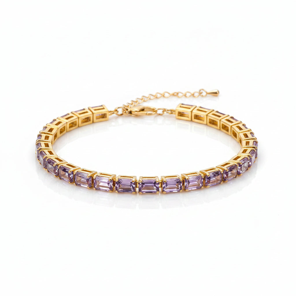 Baguette-cut crystals gold chain bracelet