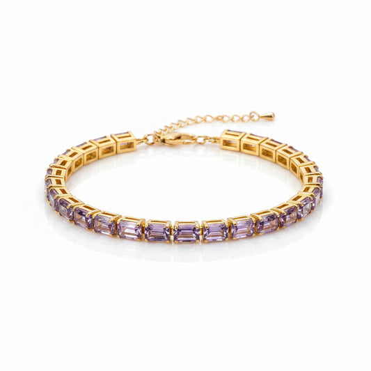 Baguette-cut crystals gold chain bracelet