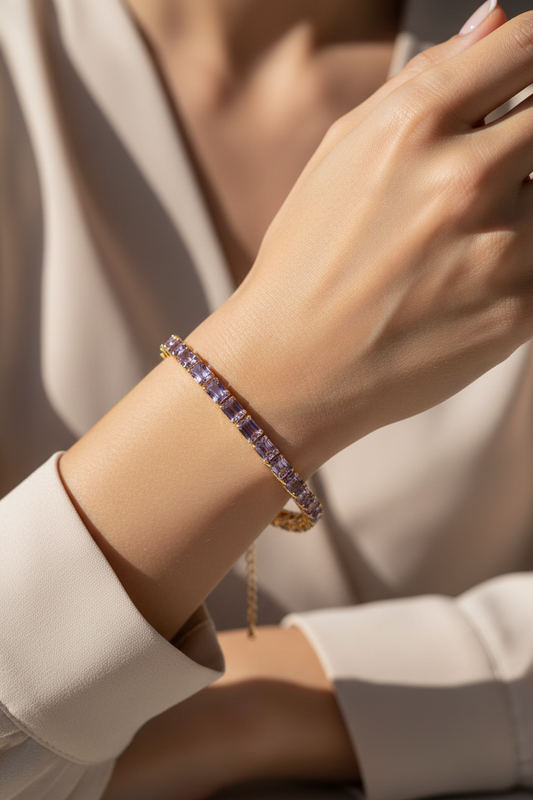 Baguette-cut crystals gold chain bracelet