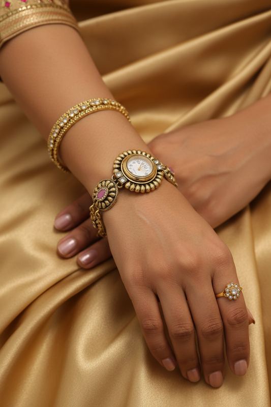 Ornate Gold-Toned Wrist Watch