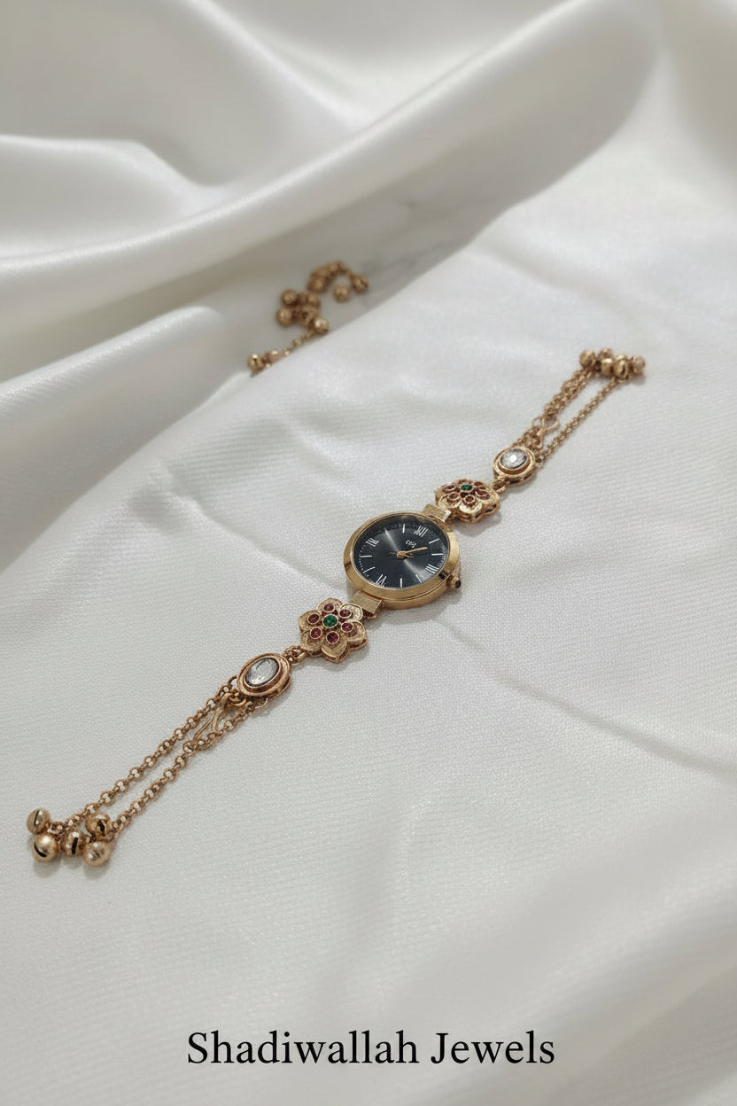 Eternal Black Dial Floral Watch