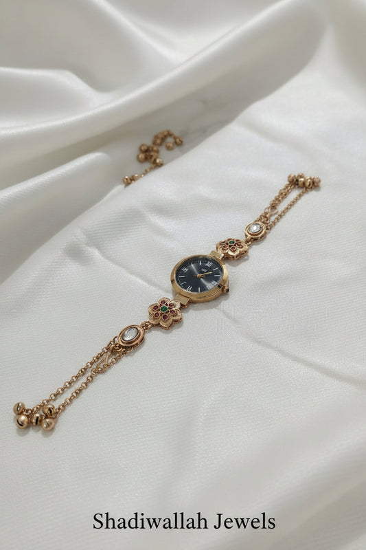 Eternal Black Dial Floral Watch