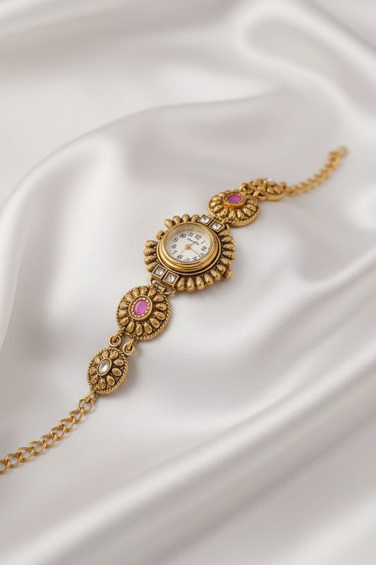 Ornate Gold-Toned Wrist Watch