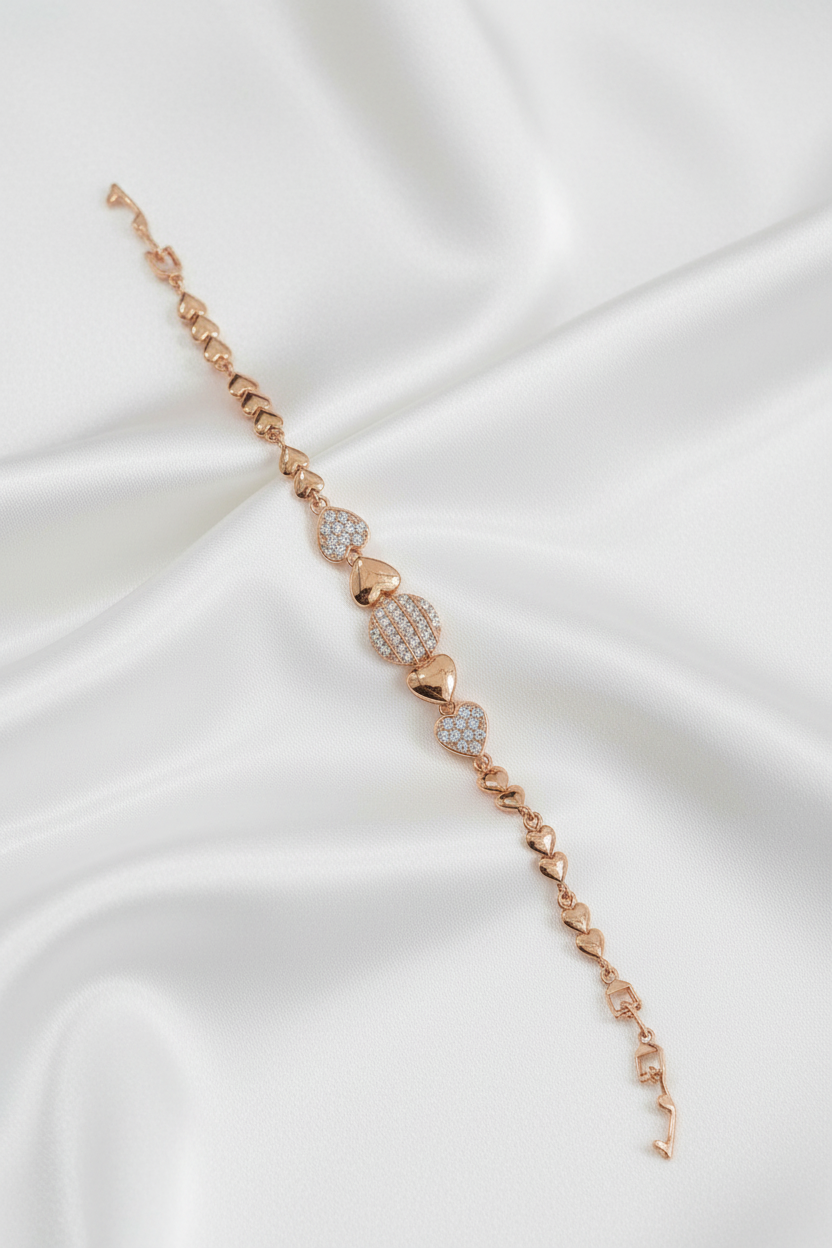 Rose gold heart-link bracelet