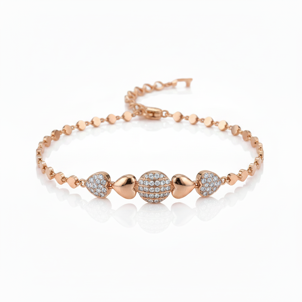 Rose gold heart-link bracelet