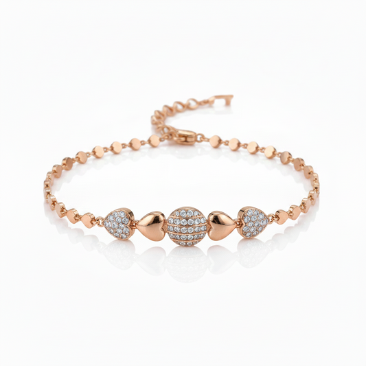 Rose gold heart-link bracelet