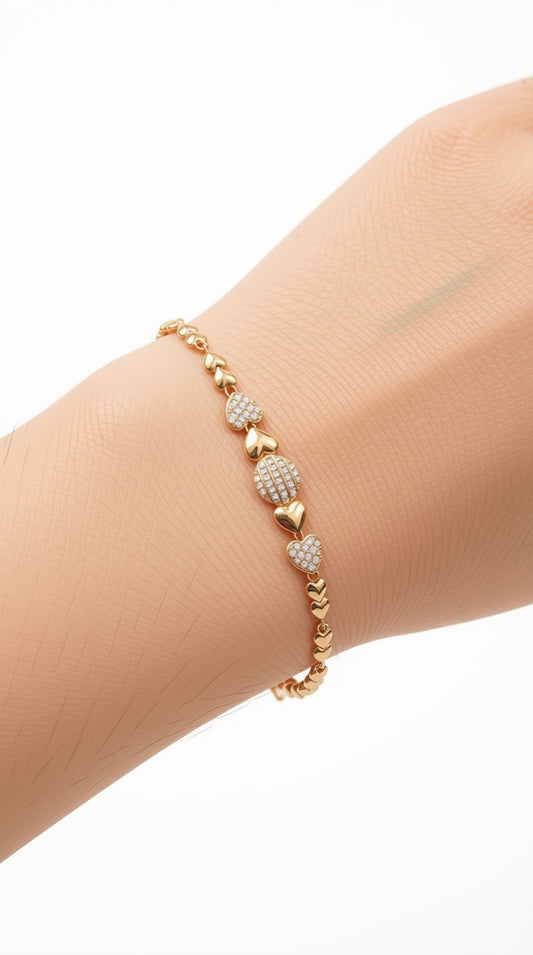 Rose gold heart-link bracelet