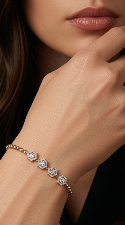 Eternal beaded five star gold bracelet