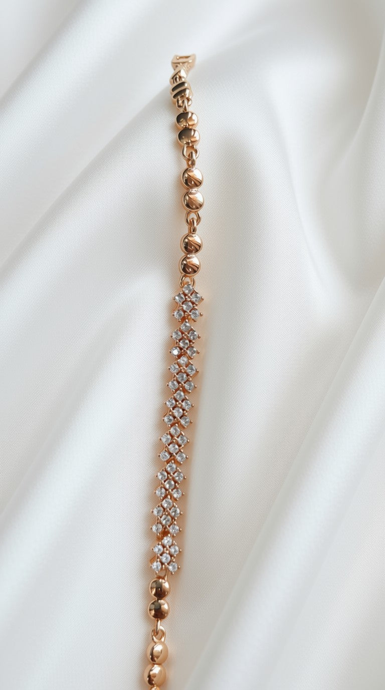 Pave gemstones rose gold bracelet