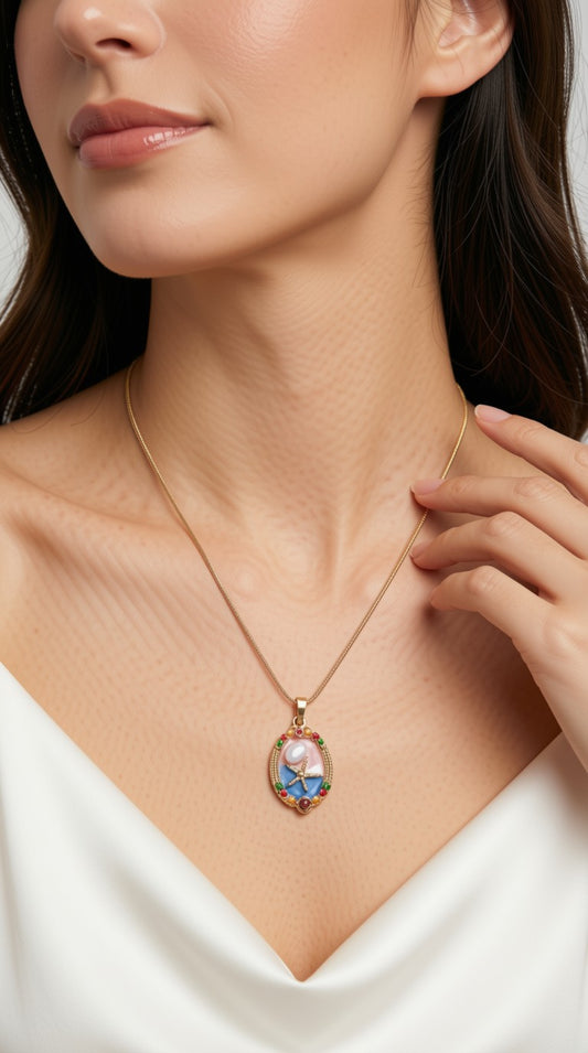 Eternal Sea Floral Pendant Necklace