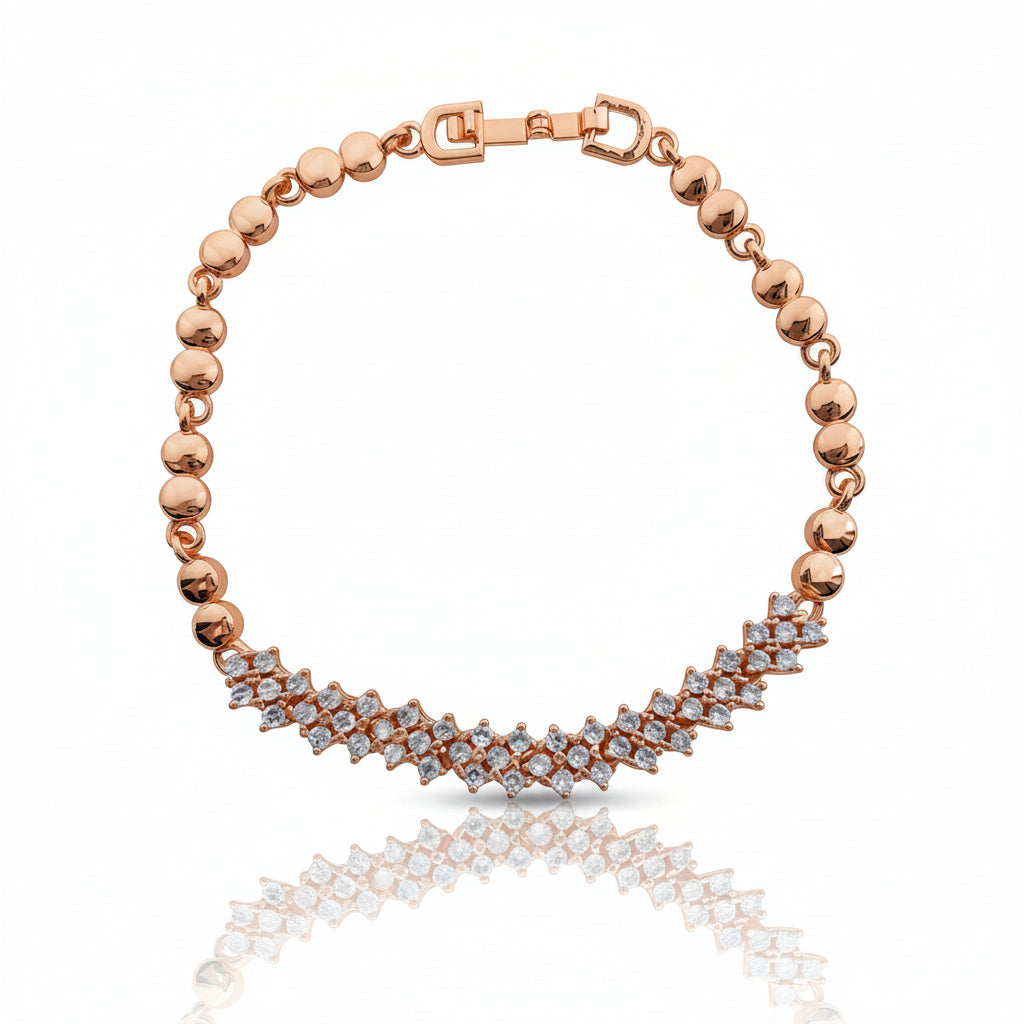 Pave gemstones rose gold bracelet